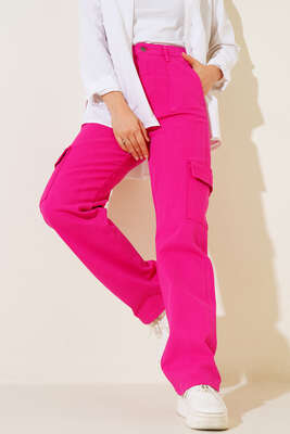 Pazarium - Cepli Kargo Pantolon Fuşya