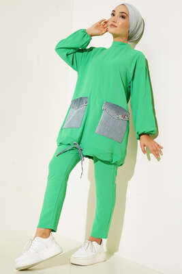 Kot Cep Detaylı İkili Takım Benetton - Thumbnail