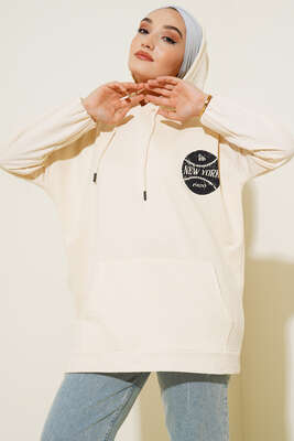 Newyork İki İpli Kapşonlu Tunik Bej - Thumbnail