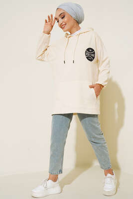 Newyork İki İpli Kapşonlu Tunik Bej - Thumbnail