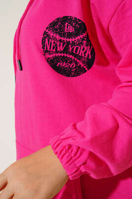 Newyork İki İpli Kapşonlu Tunik Fuşya - Thumbnail