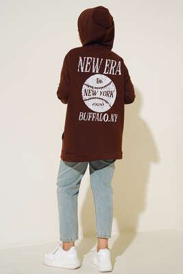 Newyork İki İpli Kapşonlu Tunik Kahve - Thumbnail