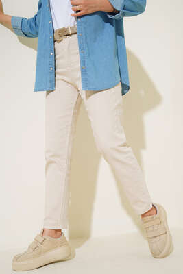 Mom Dar Paça Pantolon Taş - Thumbnail