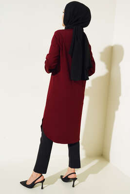 Kol Lastikli Kolyeli Tunik Bordo - Thumbnail