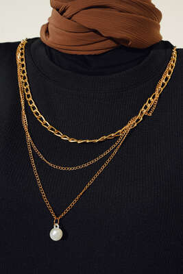 Kol Lastikli Kolyeli Tunik Siyah - Thumbnail