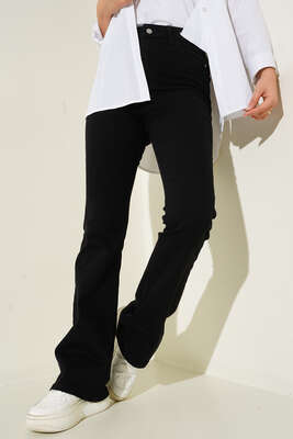 Yüksek Bel İspanyol Paça Pantolon Füme - Thumbnail