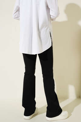 Yüksek Bel İspanyol Paça Pantolon Füme - Thumbnail