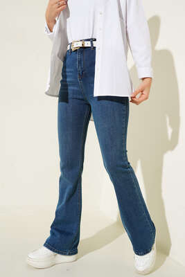 Yüksek Bel İspanyol Paça Pantolon Kot - Thumbnail