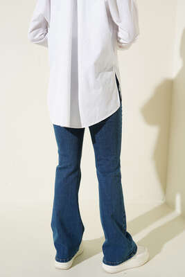 Yüksek Bel İspanyol Paça Pantolon Kot - Thumbnail