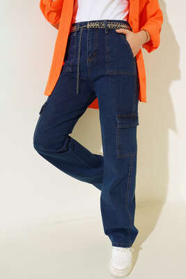 Pazarium - Cepli Kargo Pantolon Koyu Mavi