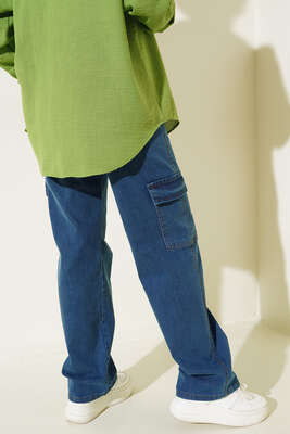 Cepli Kargo Pantolon Orta Mavi - Thumbnail