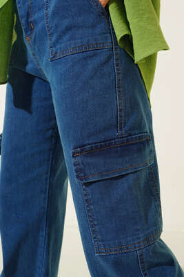 Cepli Kargo Pantolon Orta Mavi - Thumbnail