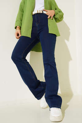 Pazarium - Cep Nakışlı İspanyol Pantolon Kot