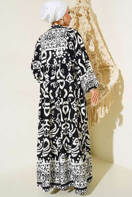 Kalp Desenli Elbise Siyah - Thumbnail