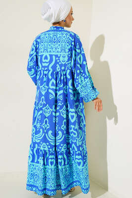 Kalp Desenli Elbise Saks - Thumbnail