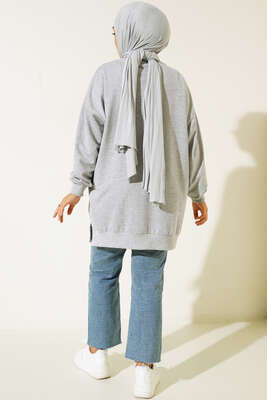 Kot Garnili Tunik Gri - Thumbnail