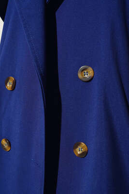 İki Düğmeli Trençkot Lacivert - Thumbnail