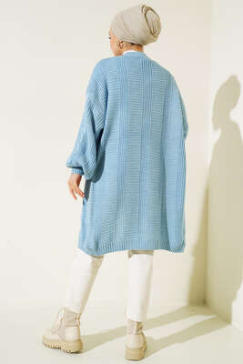 Önden Düğmeli Örgü Hırka Bebe Mavi - Thumbnail