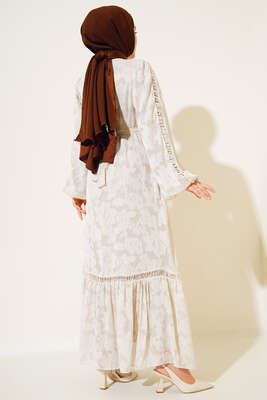 Dantel İşleme Detaylı Elbise Taş - Thumbnail