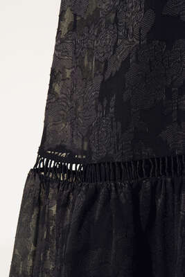 Dantel İşleme Detaylı Elbise Siyah - Thumbnail