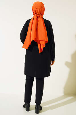 Parlak Taşlı İnce Fitilli Tunik Siyah - Thumbnail