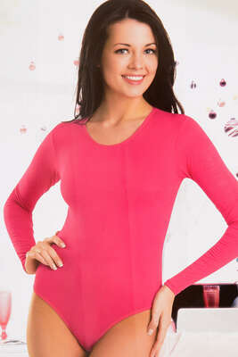 Uzun Kol Açık Yaka Kopçalı Body Fuşya - Thumbnail