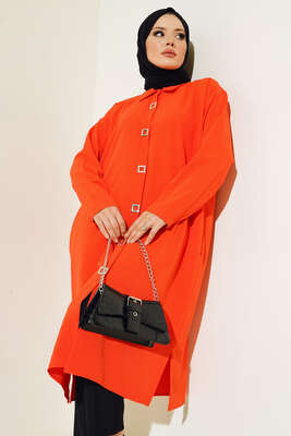 Çıtçıt Düğmeli Ayrobin Tunik Oranj - Thumbnail
