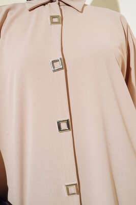 Çıtçıt Düğmeli Ayrobin Tunik Bej - Thumbnail