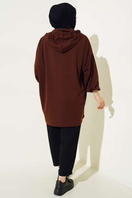 Cepli Fermuarlı Hırka Kahve - Thumbnail