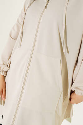 Cepli Fermuarlı Hırka Bej - Thumbnail