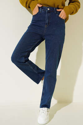 Boru Paça Sökük Jean Pantolon Kot - Thumbnail