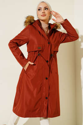 Pazarium - Armalı Bel Büzgülü Kaban Kiremit