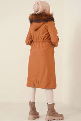 Kapüşonu Kürklü Bakır Kaban - Thumbnail