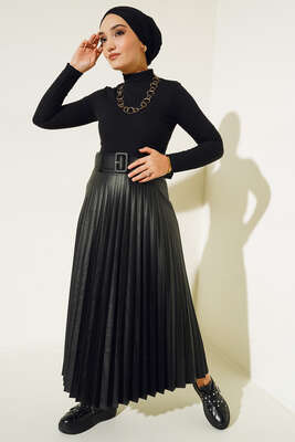 Fitilli Uzun Kol Body Siyah - Thumbnail