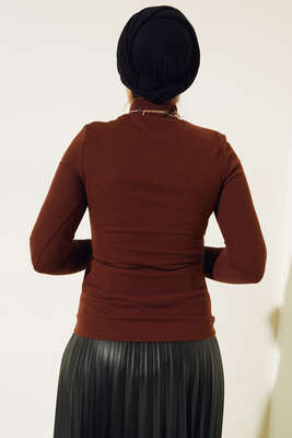 Fitilli Uzun Kol Body Kahve - Thumbnail