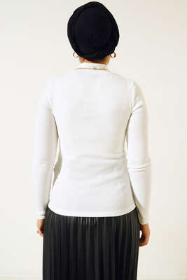 Fitilli Uzun Kol Body Ekru - Thumbnail