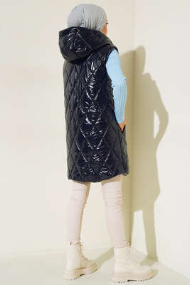 Parlak Şişme Yelek Lacivert - Thumbnail