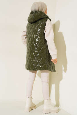 Parlak Şişme Yelek Haki - Thumbnail