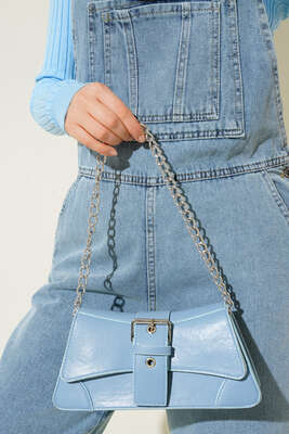 Göğüs Cepli Salopet Kot Mavisi - Thumbnail