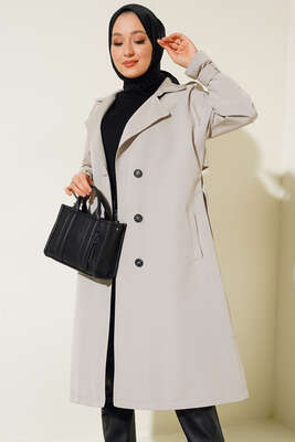 Omuz Düğmeli Araboy Trenç Taş - Thumbnail