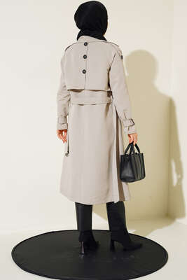 Omuz Düğmeli Araboy Trenç Taş - Thumbnail