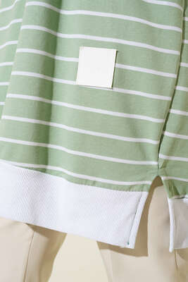 Armalı Yatay Çizgili Tunik Su Yeşili - Thumbnail