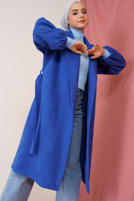 Pazarium - Bilekleri Lastikli Kaşe Kaban Saks