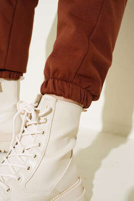 Lastikli Paça Jogger Pantolon Kahve - Thumbnail