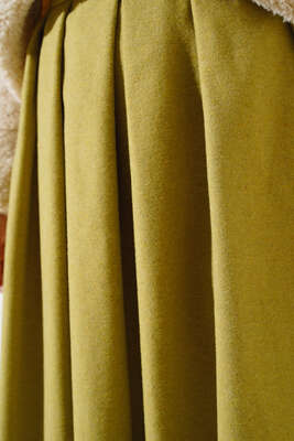 Yandan Fermuarlı Kaşe Etek Yağ Yeşili - Thumbnail