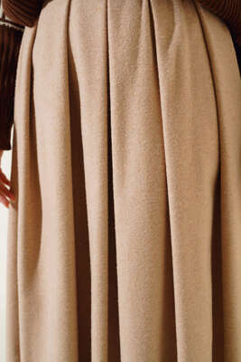 Yandan Fermuarlı Kaşe Etek Latte - Thumbnail