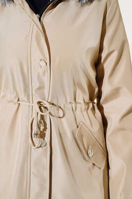 İçi Kürklü Kısa Mont Taş - Thumbnail