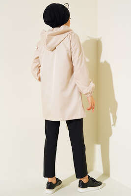 Etek Ucu Lastikli Yağmurluk Bej - Thumbnail