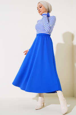 Dalgıç Kumaş Çan Etek Saks - Thumbnail