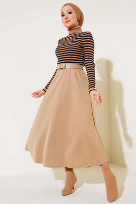 Dalgıç Kumaş Çan Etek Bej - Thumbnail